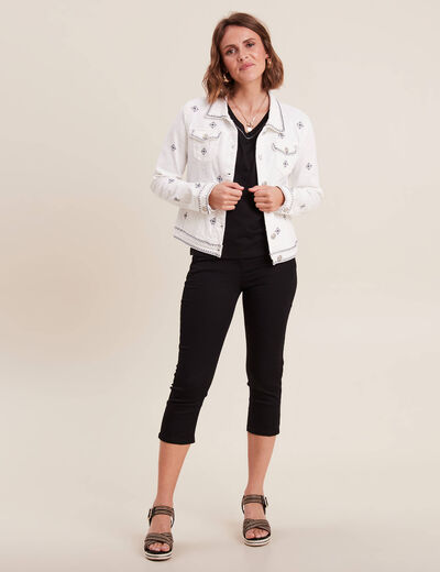 Pantacourt droit taille standard noir femme