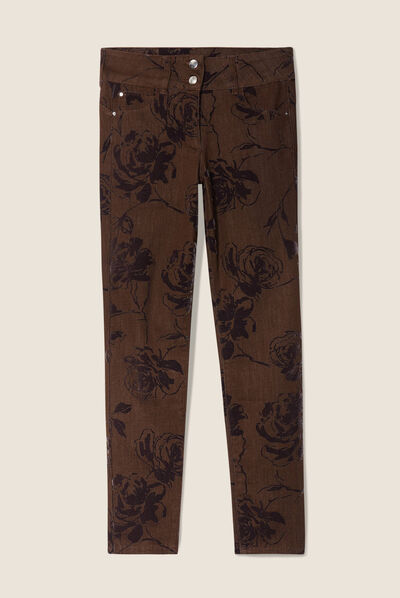 Jean ajusté taille standard marron femme