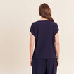 T-shirt bas resserr&eacute; manches courtes bleu marine femme