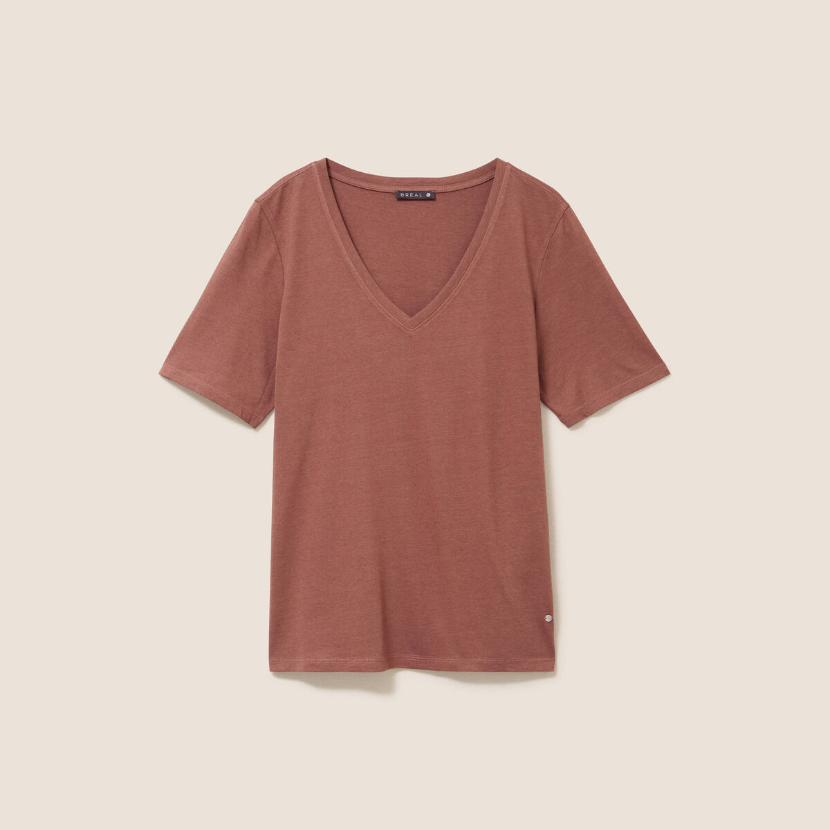 T-shirt manches courtes marron femme