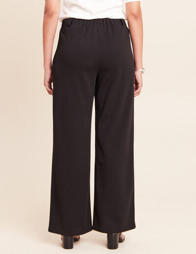 Pantalon large taille haute noir femme