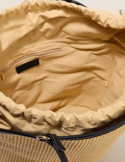 Panier en bandouli&egrave;re doubl&eacute; ecru femme