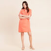 Robe droite courte col chemise orange fluo femme