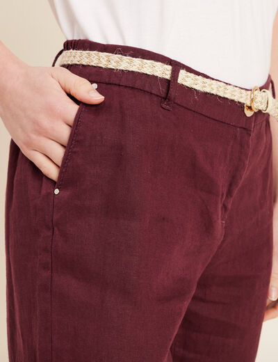 Pantalon flou ceinturé prune femme