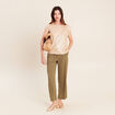 T-shirt col rond sans manches beige femme