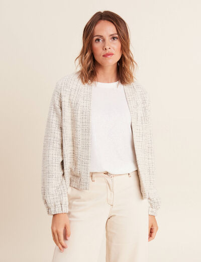 Veste droite col châle blanc femme