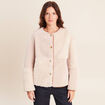 Manteau manches longues fausse fourrure ecru femme