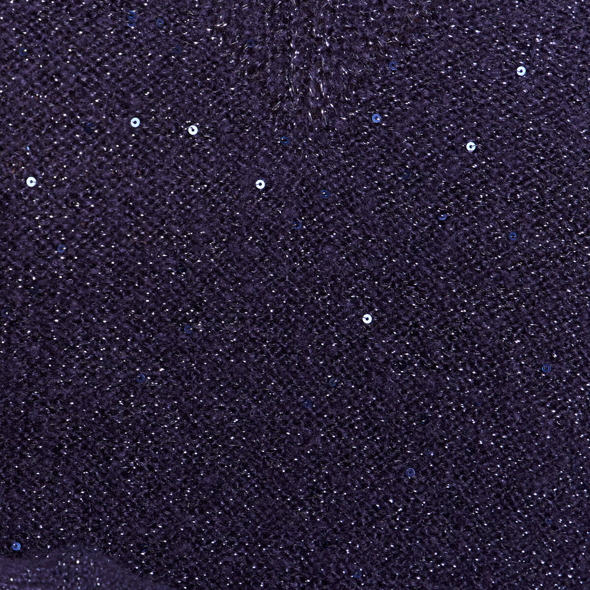 Pull col v manches longues &agrave; sequins bleu marine femme