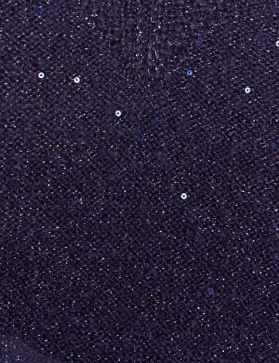 Pull col v manches longues &agrave; sequins bleu marine femme