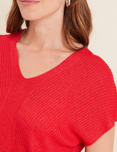 Pull à manches courtes rouge femme