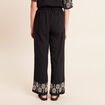 Pantalon large 7/8&egrave;me taille haute noir femme