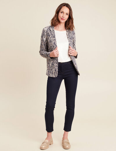 Veste cintrée col châle beige femme