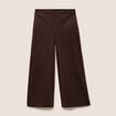 Pantalon large 7/8&egrave;me aspect daim marron fonc&eacute; femme