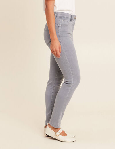 Jean magique L'Unique coupe ajust&eacute;e denim gris femme