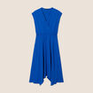 Robe évasée taille smockée bleu electrique femme