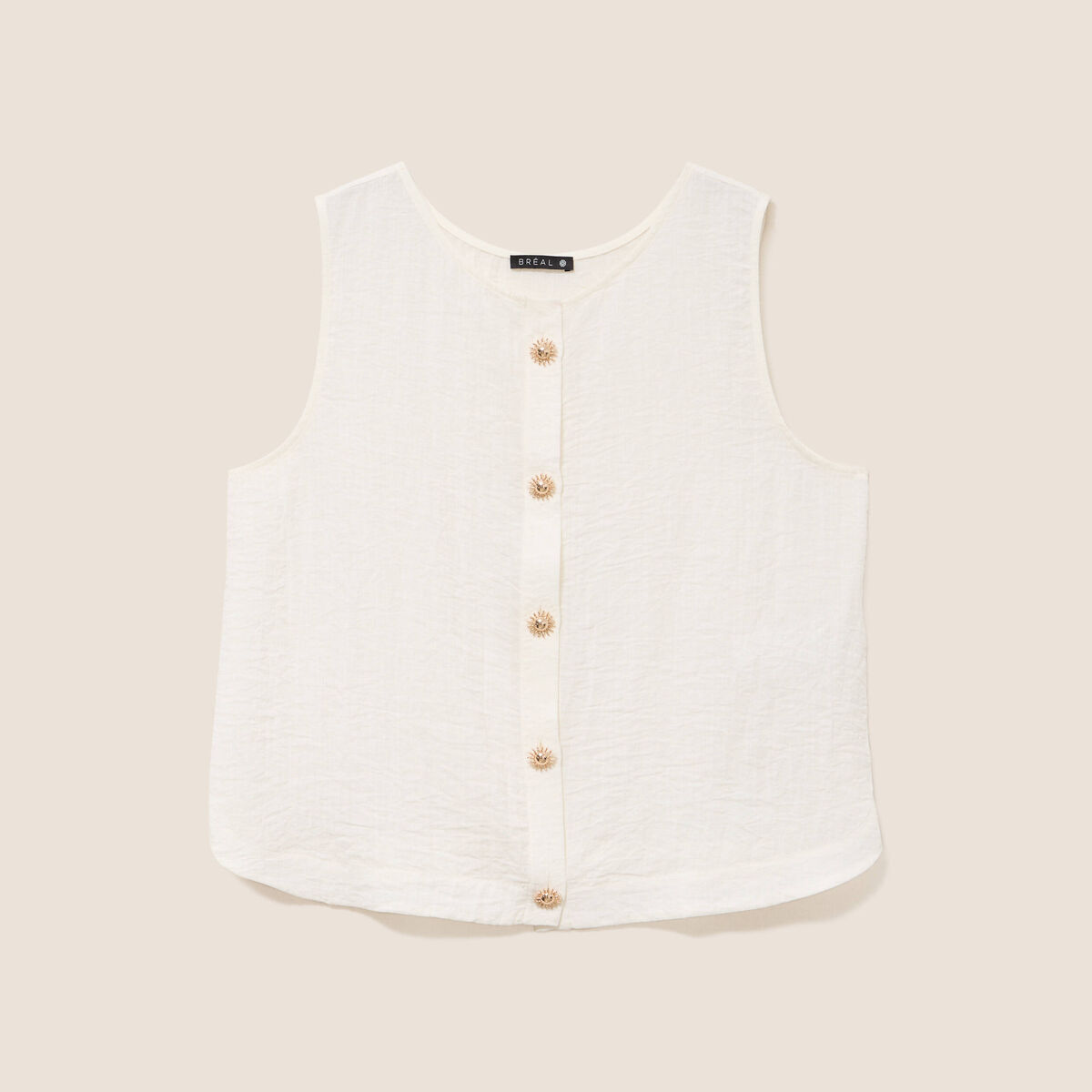 Blouse sans manches fluide ecru femme