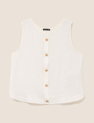 Blouse sans manches fluide ecru femme