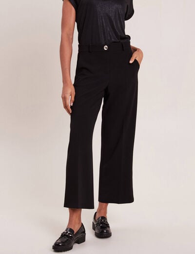 Pantalon coupe large &agrave; pinces noir femme