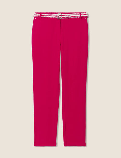 Pantalon chino à ceinture rose cerise femme