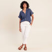 Chemise col chemise manches courtes denim double stone femme