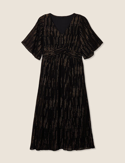 Robe longue évasée couleur or femme