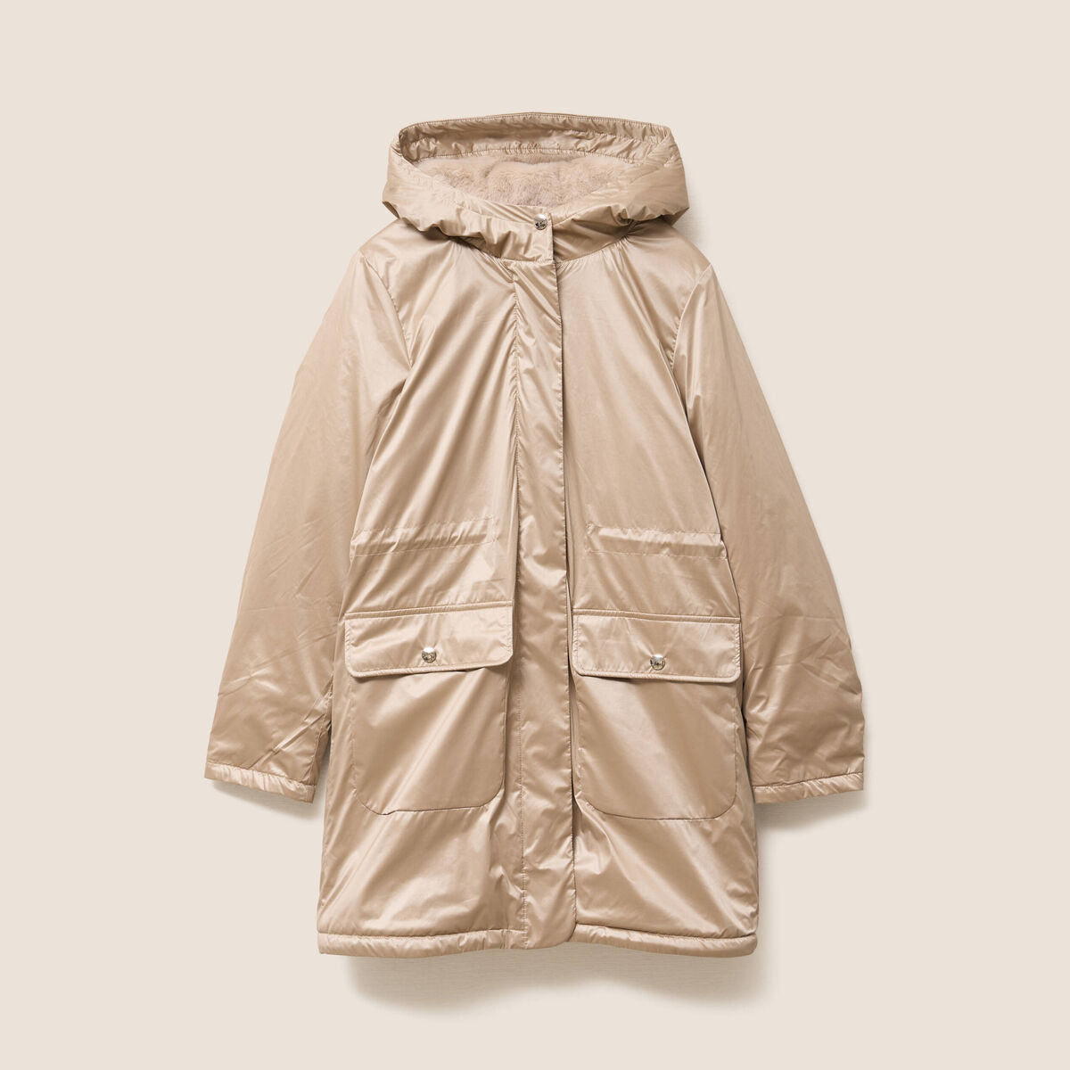 Parka d&eacute;perlante manches longues sable femme