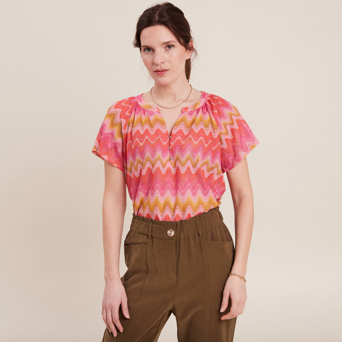 T-shirt manches courtes orange femme