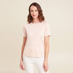 t-shirt droit court satiné col rond vieux rose femme