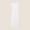 Robe longue évasée à volants ecru femme