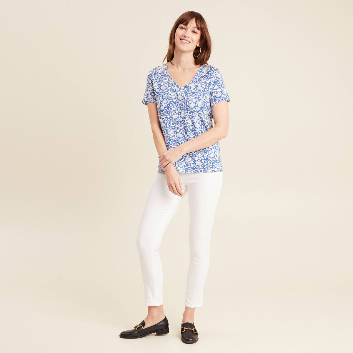 T-shirt manches courtes bleu femme