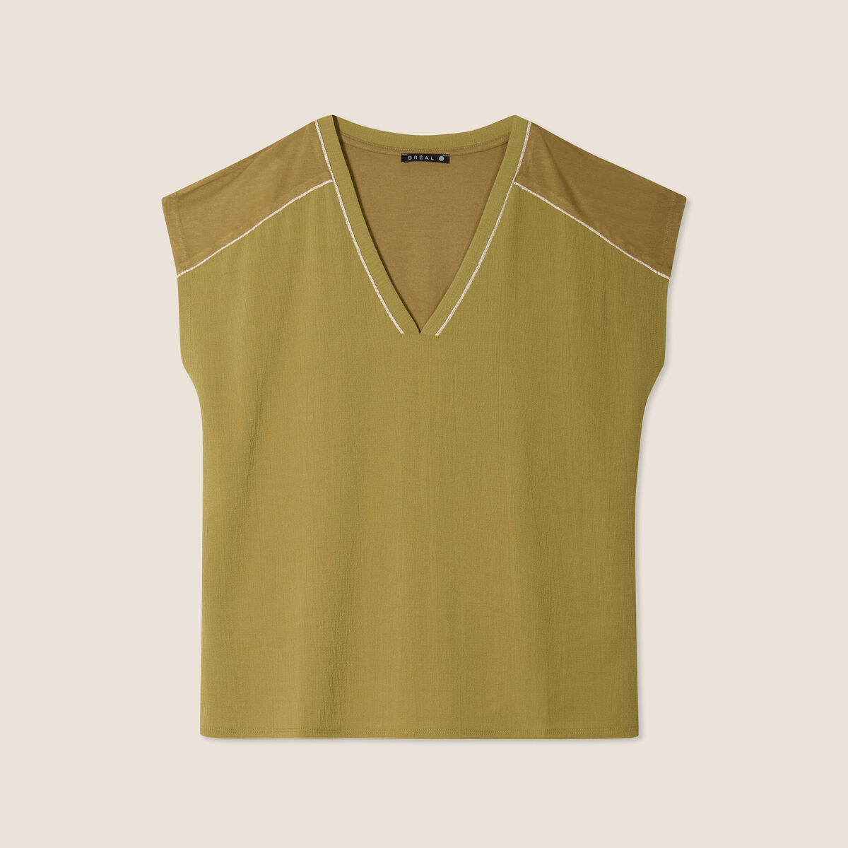 T-shirt manches courtes vert kaki femme