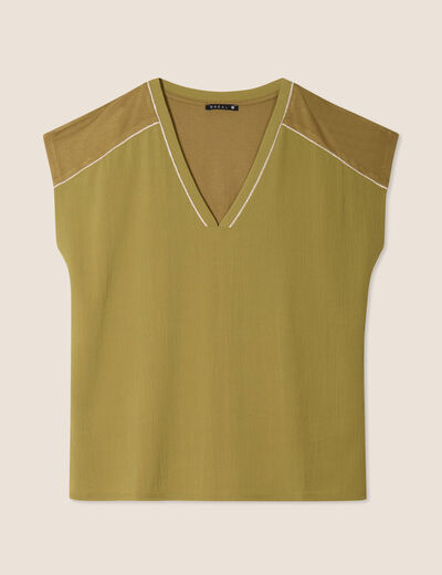 T-shirt manches courtes vert kaki femme