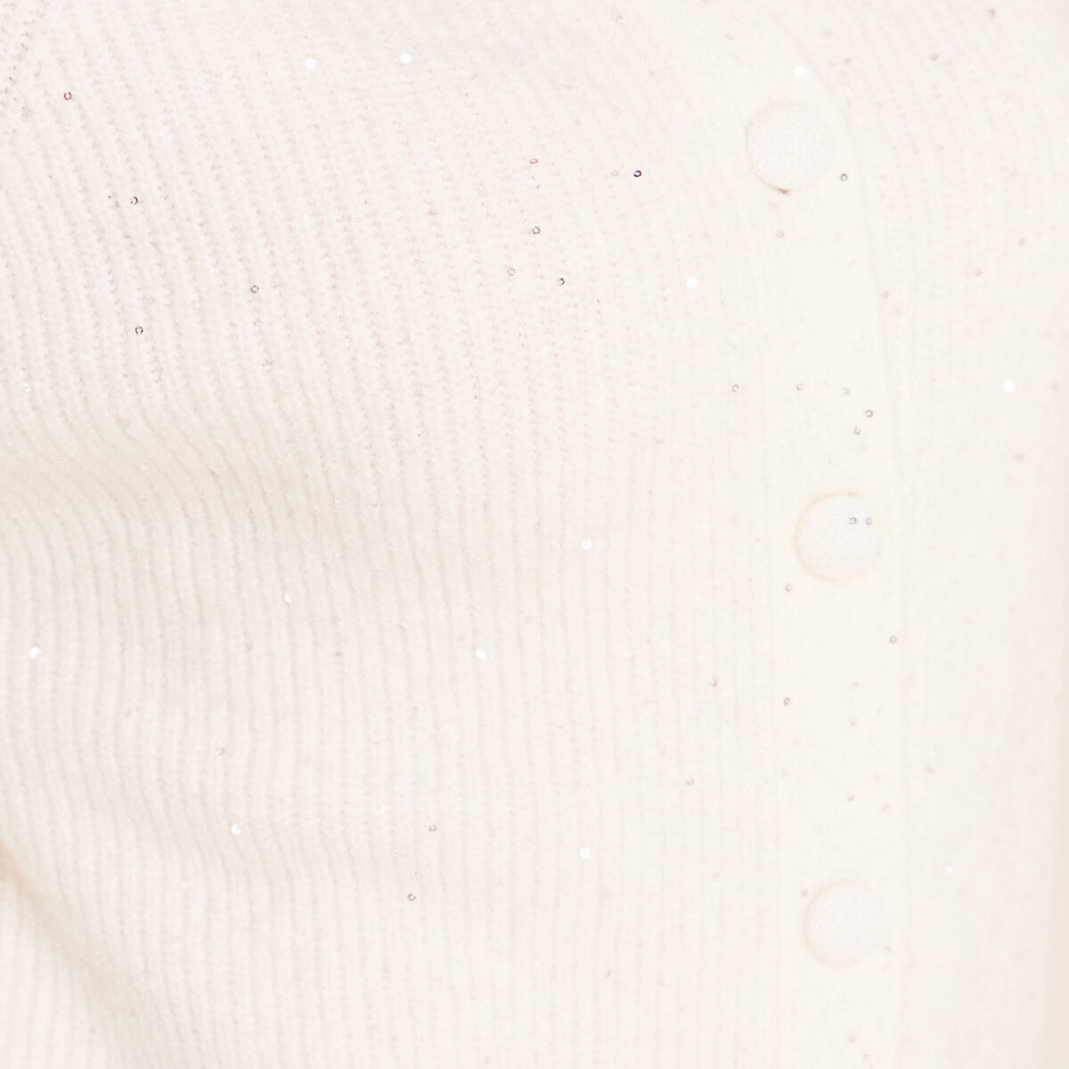 Cardigan col rond &agrave; sequins ecru femme