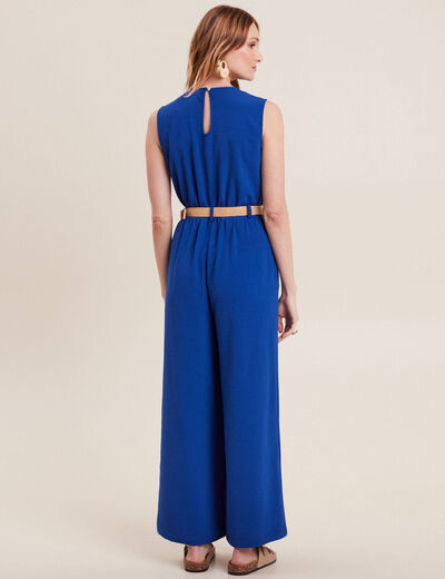 Combinaison pantalon fluide bleu electrique femme