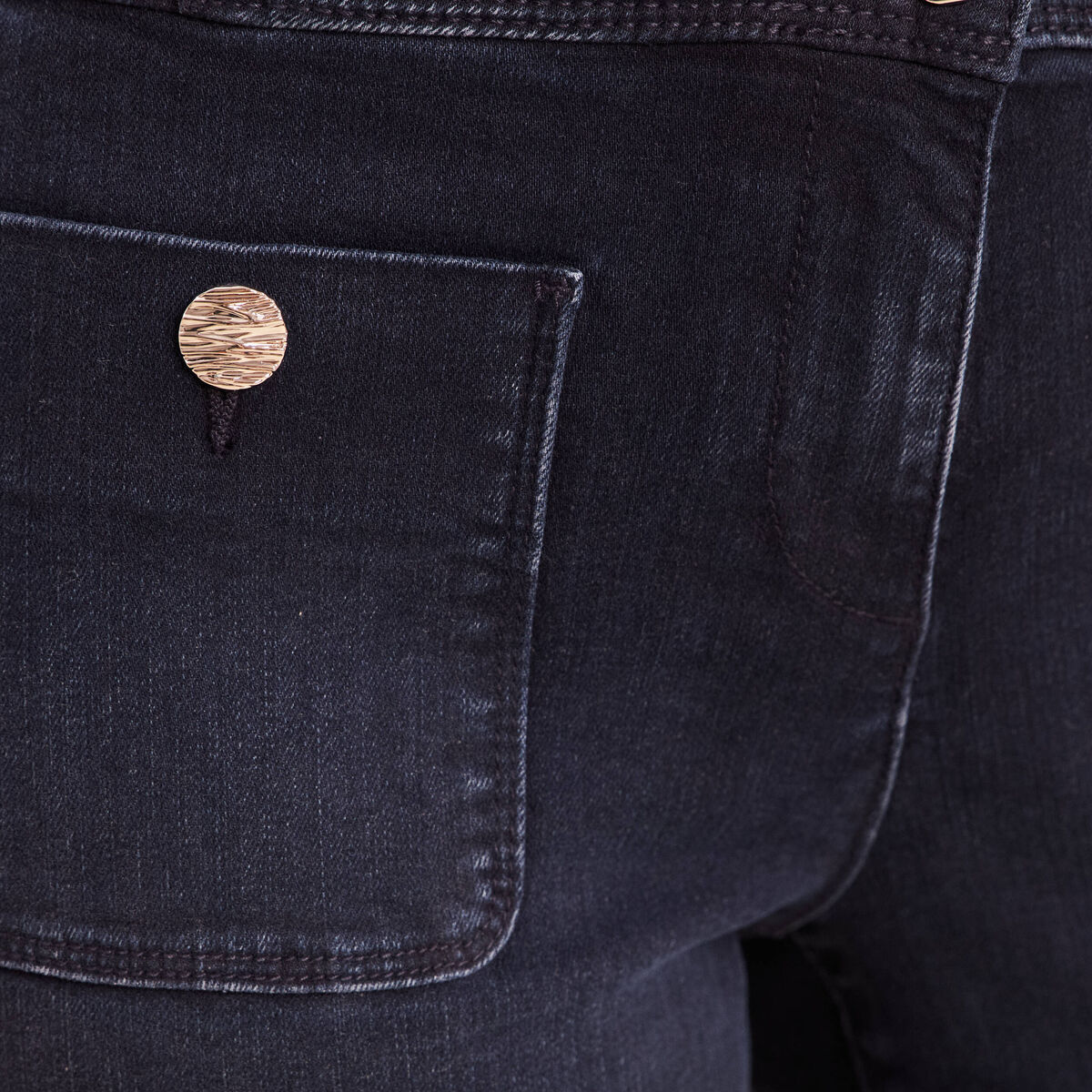 Jean coupe bootcut taille haute denim blue black femme
