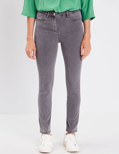 Jeans léger taille standard 7/8ème denim gris femme