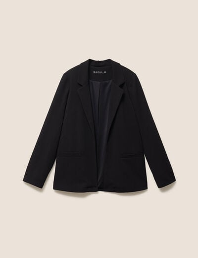 Blazer col tailleur doubl&eacute; noir femme