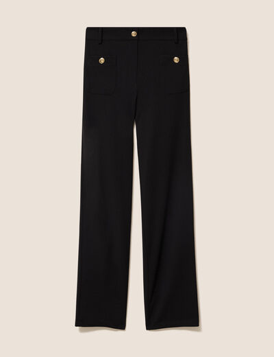 Pantalon droit taille haute noir femme