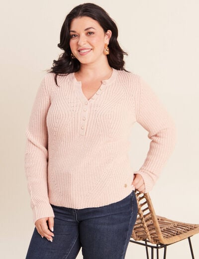 Pull manches longues vieux rose femme