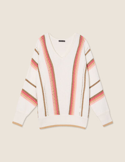 Pull manches longues ecru femme