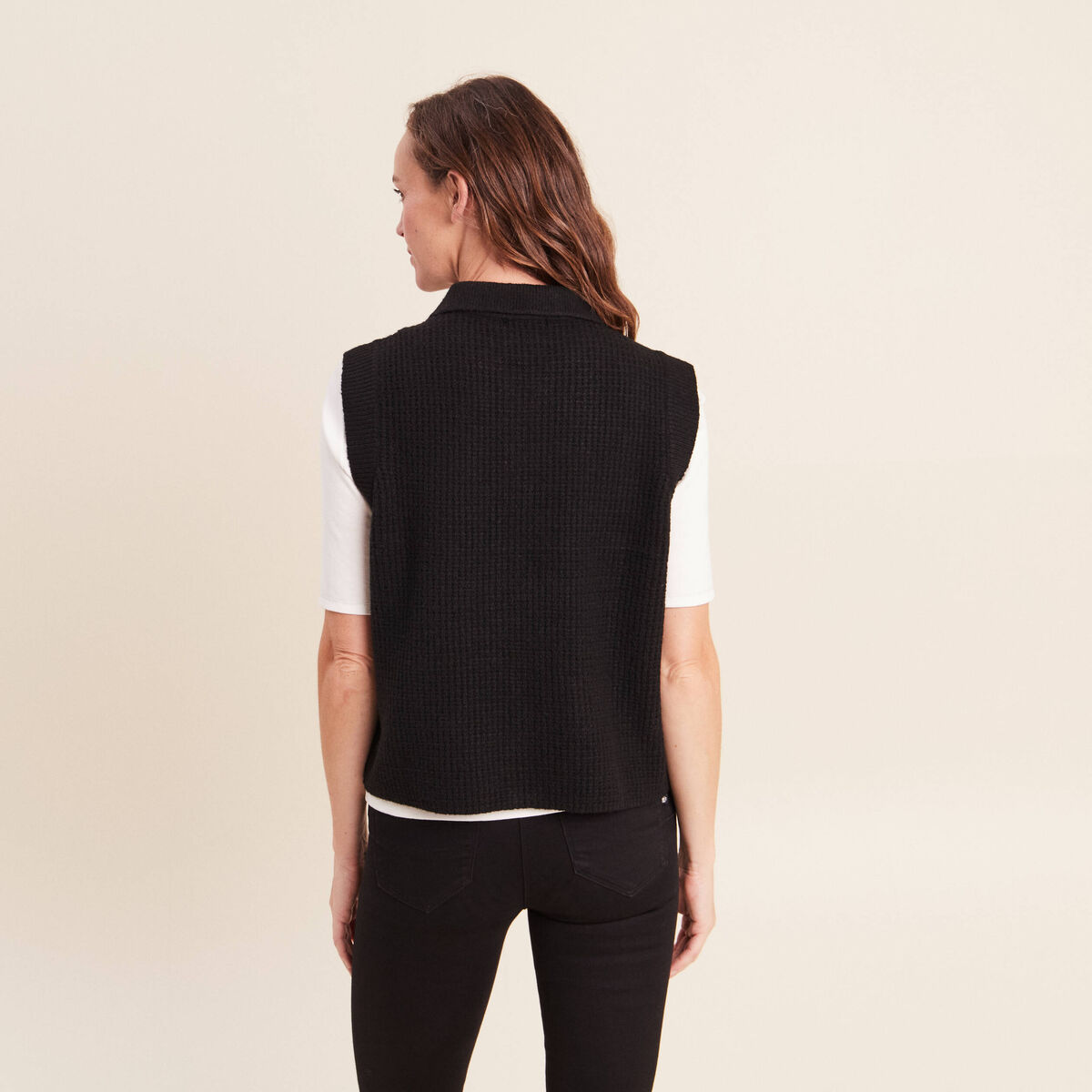 Gilet zipp&eacute; sans manches noir femme