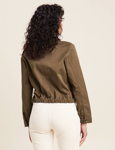 Veste droite boutonnée vert olive femme