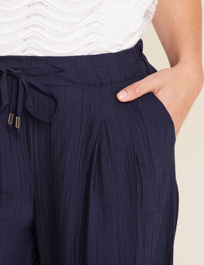 Pantalon taille haute bleu marine femme