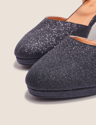 Escarpins paillettes et talons noir femme