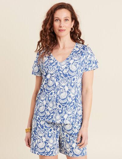 T-shirt manches courtes bleu femme