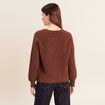 Pull col rond marron fonc&eacute; femme