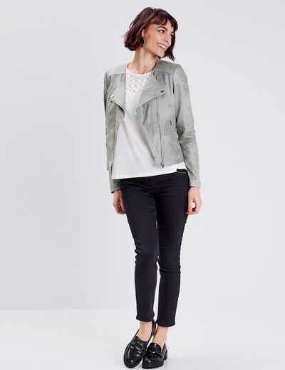 Veste droite zippée vert clair femme