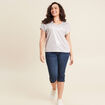 Pantacourt droit en jean denim brut femme