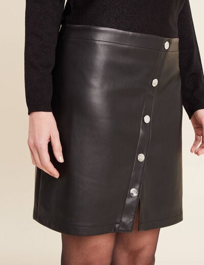 Robe tricot bas simili cuir noir femme
