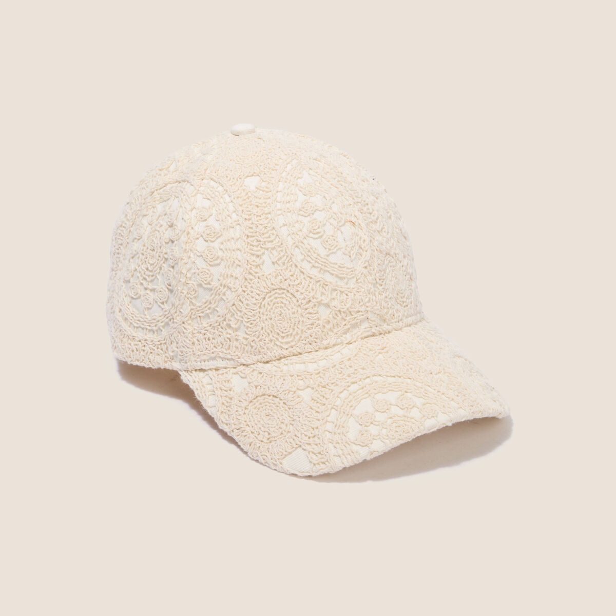 Casquette d&eacute;tails dentelle ivoire femme